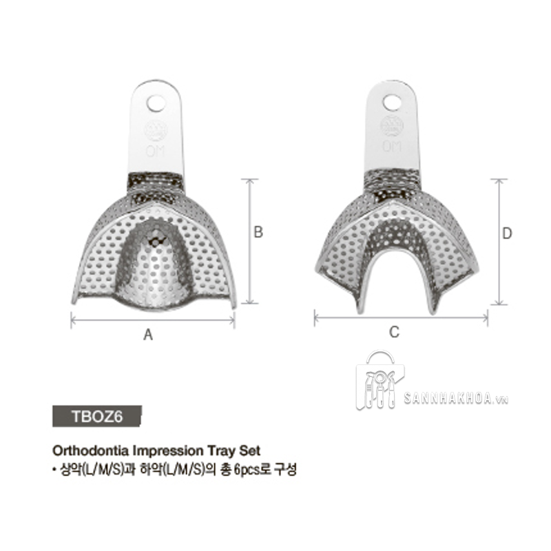 Khay lấy dấu inox -Impression Tray(Nickel-plated)	TBOZ6 Osung