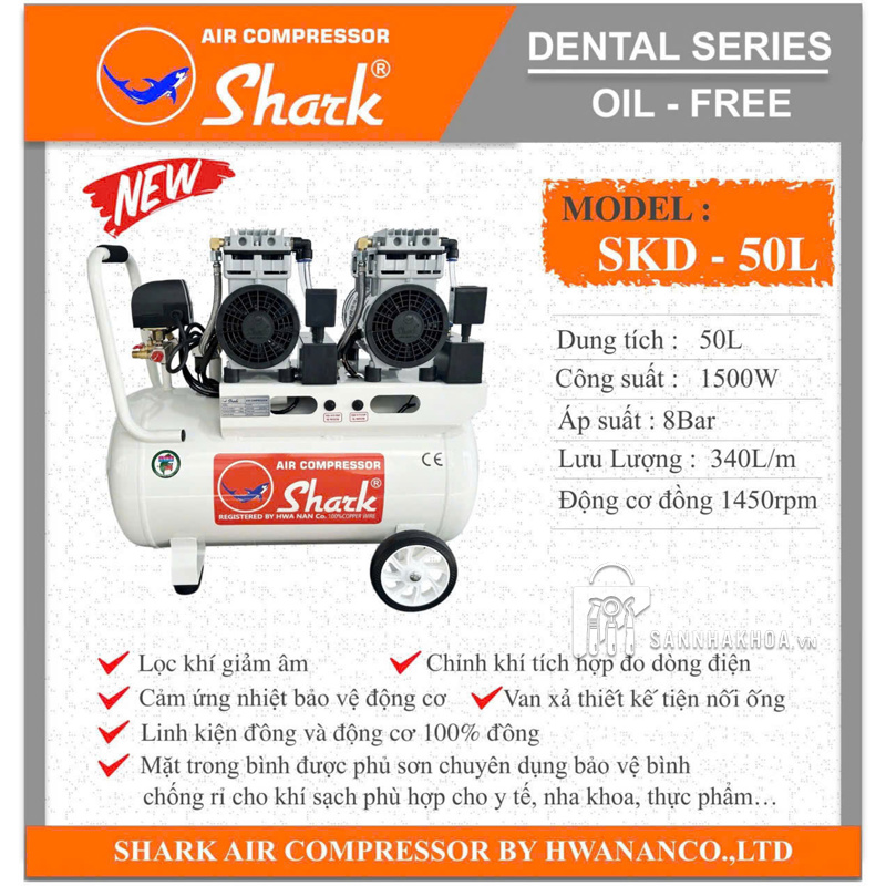 Máy nén khí SHARK 2 Ghế - Lực Hút 300 l/min