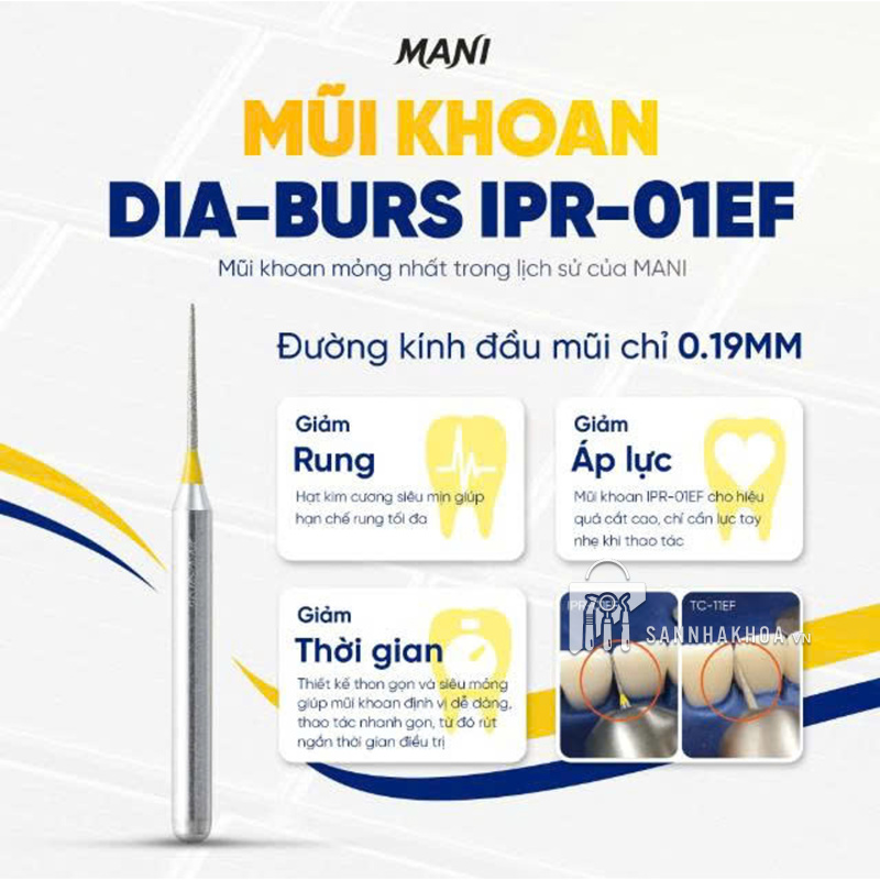 IPR-01EF - Mũi khoan mài kẽ Mani