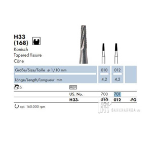 Mũi khoan Tugsten carbide burs- 701(H33)